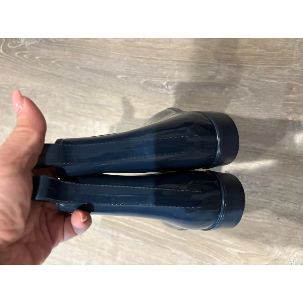 SO Rain Boots Chelsea Ankle Pull On‎ Waterproof Navy Blue Women's Sz 7